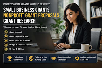 write small business grants, nonprofit grant proposals, and grant applications