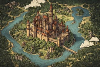 draw a custom fantasy map illustration