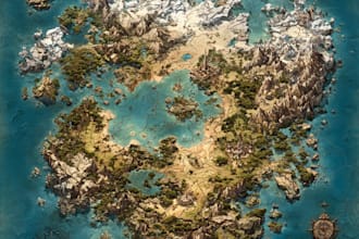 draw a fantasy map for books, games and pen