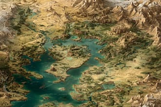 make fantasy landscape in pixel style