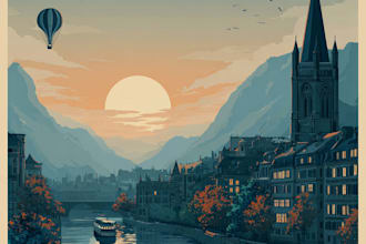design a top level vintage travel poster