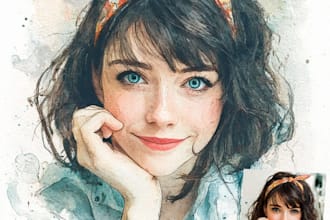 watercolor portrait painting, photo to watercolor portrait
