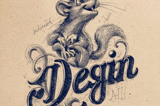 design hand drawn vintage lettering with mascot
