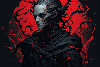 draw creepy and detailed horror character illustration