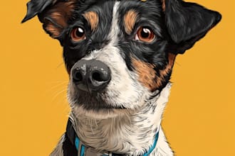 draw a cute cartoon portrait of your pet dog