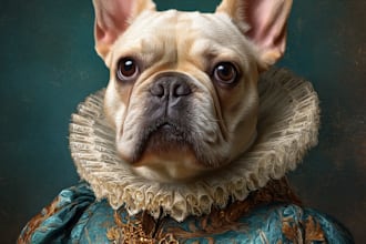 amazing royal pet portrait in custom caricature
