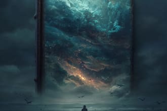 design a professional fantasy book cover, religious