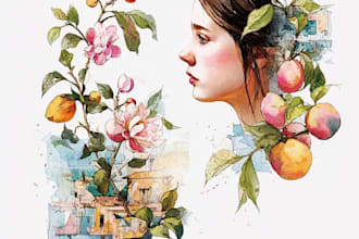 whimsical drawn illustration watercolor