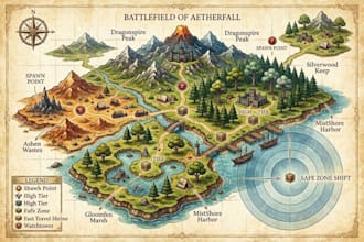 draw  fantasy map, site plan, plat map, site map, neighborhood and  fantasy map