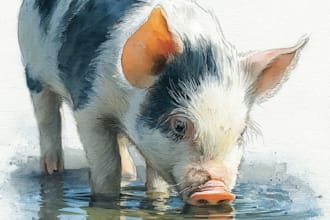 draw watercolor animal illustration art for you