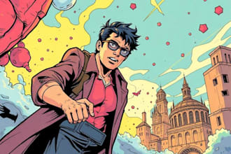 comic book illustration with comic book