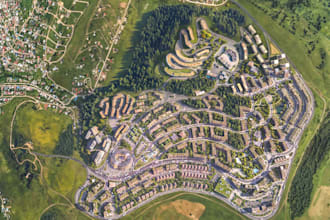 remodel master plan, landscape birdeye view rendering,aerial cgi urban planning