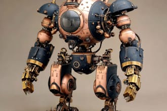 design any type of robot, cyborg, armor or mecha in line art