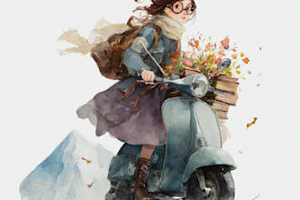 design a unique watercolor character for you