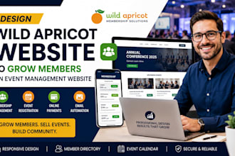 design wild apricot website to grow members on event management website