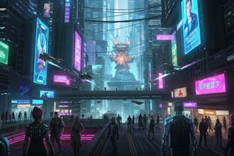 do cyberpunk futuristic city art
