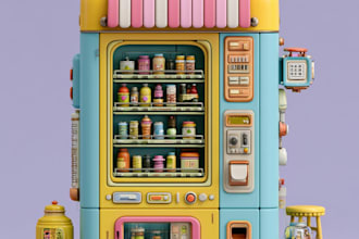 design a 3d vending machine or trade booth