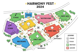 design vector map in illustrator for your event or festival