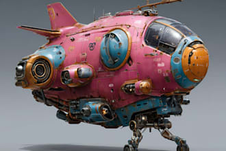 draw sci fi spaceship concept art or vehicle design