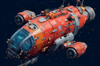 create sci fi spaceship art and futuristic illustrations