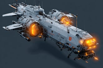 create sci fi spaceship art and futuristic illustrations