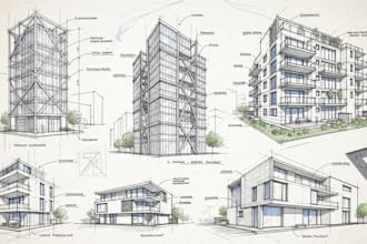 draw detailed building sketch or building line art from your image