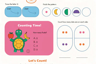 design custom kids worksheets, activity books and puzzles