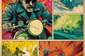 striking retro illustration with vintage comic stylec