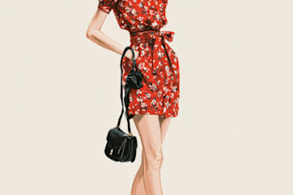 draw a fashion illustration or sketch of a figure in clothes
