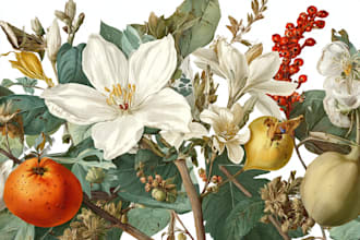 paint custom botanical plants fruits illustration