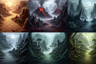 design realistic textured landscape concept arts
