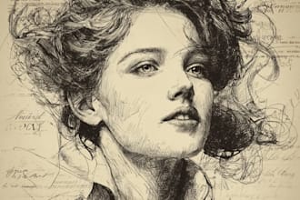 make amazing line art vintage illustration