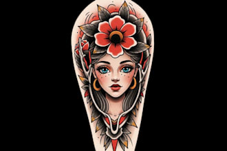 create american traditional tattoo style design