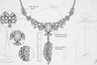 draw a jewelry design, illustration or a sketch of jewelry
