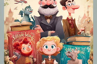draw a cartoon book cover art
