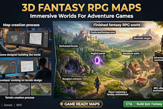 design 3d fantasy game map, 3d rpg game map, 3d game assets, world building