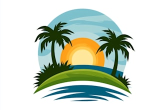 design beach landscape and lawn care logo