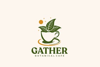 create an elegant botanical logo with a modern bohemian style