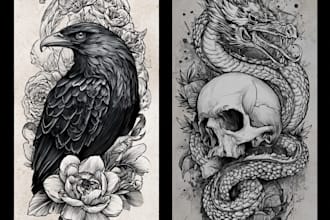 design professional japanese, asian style tattoo design