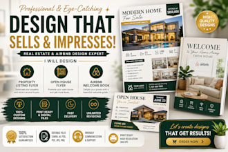 design spanish property listing flyer, airbnb welcome book, open house flyer