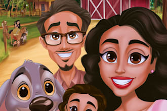 do cute disney cartoon portrait