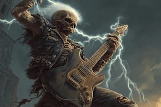 draw detailed dark art for metal band album cover and t shirt artwork