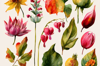draw botanical watercolor clipart
