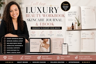 design luxury beauty workbook skincare journal and ebook in canva file