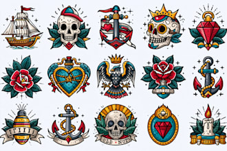 create old school or traditional tattoo design