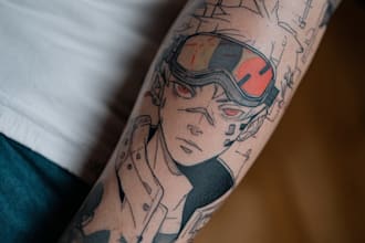 illustrate professional anime manga tattoo design illustration