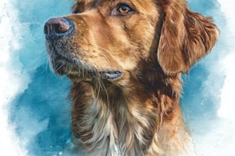 draw watercolor pet portrait