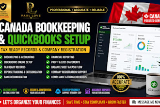 do canada bookkeeping, quickbooks setup, tax ready records, company registration