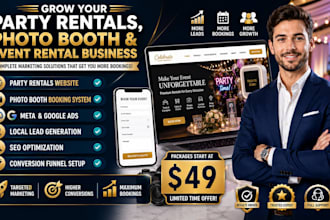 provide party rentals leads photo booth leads with paid ads and landing page