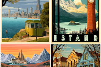 make vintage retro poster illustration
